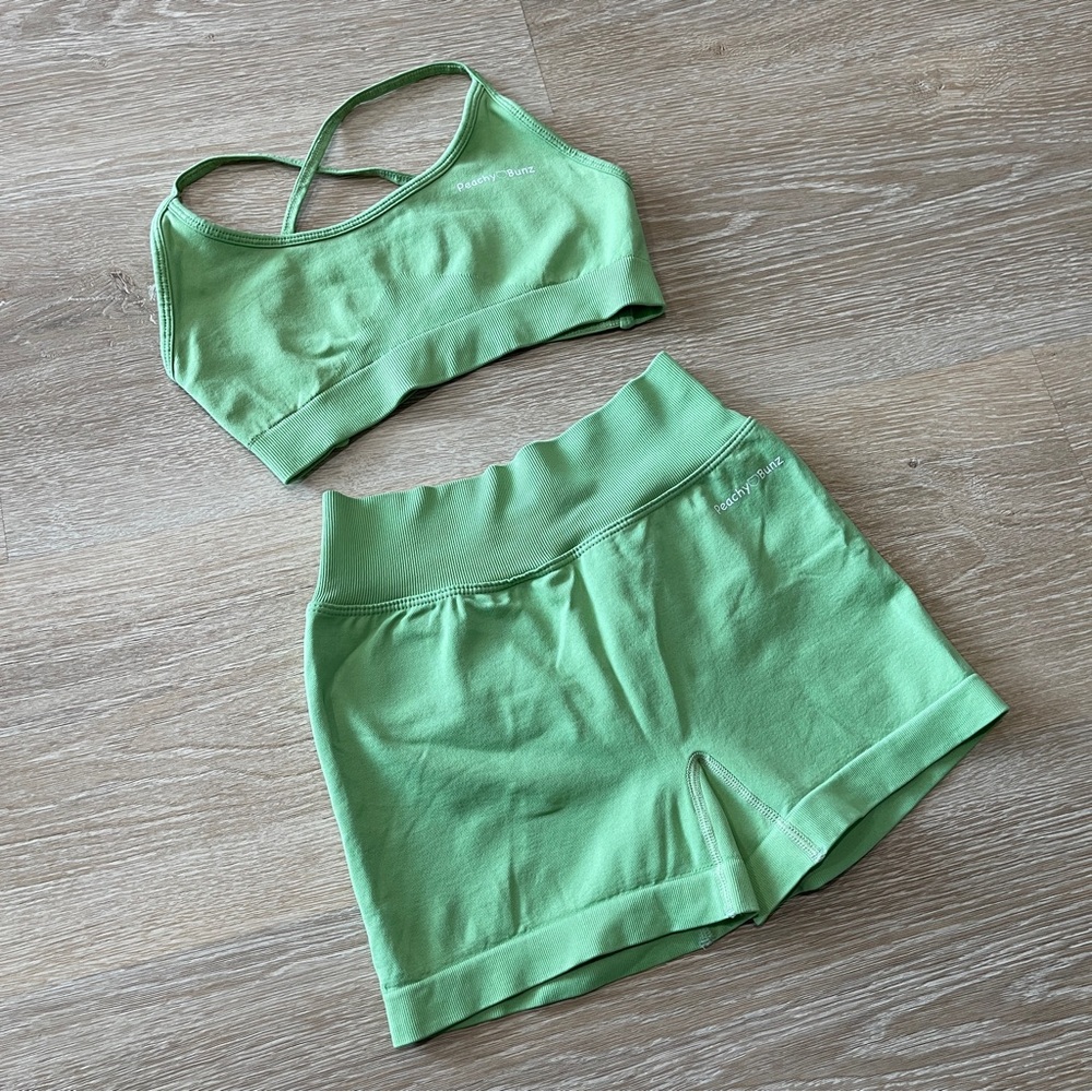 Green Sports Bra and Shorts Set